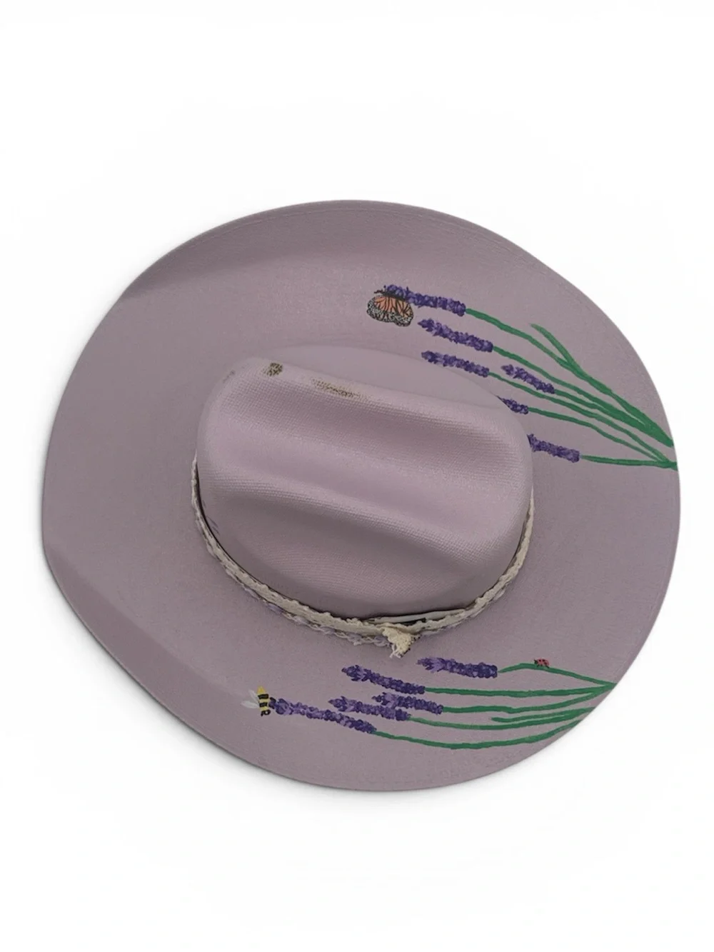 Lavender Floral Trim Women's Wide Brim Hat